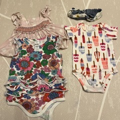 ベビー服 ピンク 女の子 ロンパース ワンピース ヘアバンド ヘ...