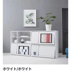 ディスプレイ収納ラック フラップ扉付き スッキリ収納 2個組の画像