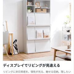 ディスプレイ収納ラック フラップ扉付き スッキリ収納 2個組の画像