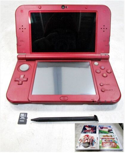 任天堂　Newニンテンドー3DS LL本体＆3DSソフト４本セット　メタリックレッド　RED-S-RAAA　動作良好　2015年製　初期化済　NINTENDO