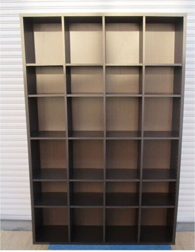 ブックシェルフ　本棚　4列6段　高さ調節可能　木製収納棚　ディスプレイラック　オープン　きれい　おしゃれ　ブラウン　直接引取歓迎