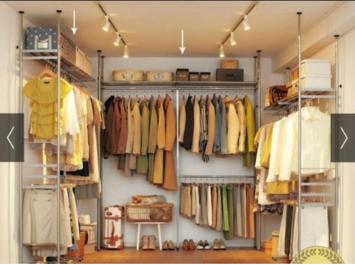 【2セット】ウォークイン突っ張りハンガー 幅111～200cm・ハイタイプ（高さ218～280cm）・カーテンなし