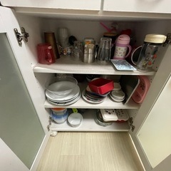 29日まで！不二貿易 キッチンカウンター　キッチン収納 食器棚　ホワイト スライド棚 コンセント付き の画像