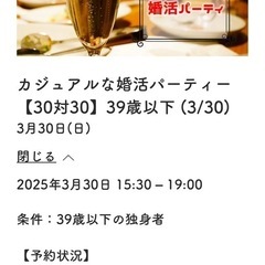 3/30日曜 最大30対30 カジュアルな婚活パーティー