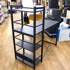 システムデスク ザッキー110 ニトリ デスク 机 幅110×奥行53×高さ115㎝ 棚付きパソコンデスク PCデスク ブラウン ワークデスク 学習机 フリーデスク NITORI 札幌市 厚別区の画像