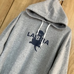 LL／LABRAPOPグレー フード付きワンピース 裏起毛 ラブラドール　大きいサイズの画像