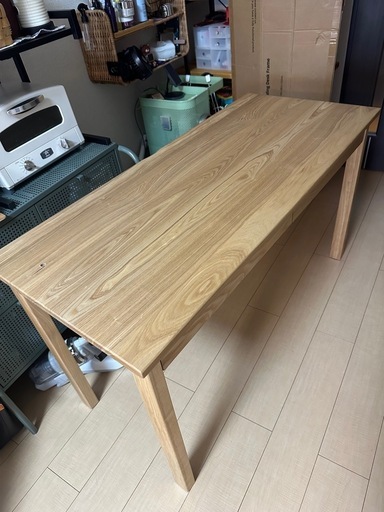 天然木デスク（125×65cm）引き出しフック付き