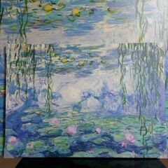 モネ　睡蓮　絵画　70cm　ファブリックパネル　新品