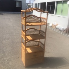 収納棚　ラタン　籐　引き出し