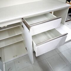 キッチンボード レンジボード ニトリ アルミナ ホワイト系 横幅 約140.5cm 中古 苫小牧西店の画像