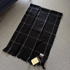 新品未使用 カシミヤ マフラー チェック ブラック