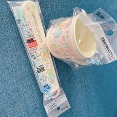 【新品 定価の半額価格】すみっコぐらし 新学期4点セット コップ 箸 ハンカチ ランチクロス★子供服フリマしてますの画像