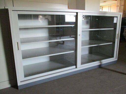 スチール書庫　ガラス引戸　書庫　奥深　鍵付き　幅1800mm 　コクヨ【引き取り限定】