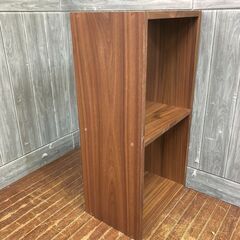 stp-3087　無印良品　スタッキングシェルフ　2段　ウォールナット　オープンラック　シェルフ　ディスプレイ　収納棚　本棚　茶　カラーボックスの画像