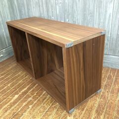 stp-3087　無印良品　スタッキングシェルフ　2段　ウォールナット　オープンラック　シェルフ　ディスプレイ　収納棚　本棚　茶　カラーボックスの画像