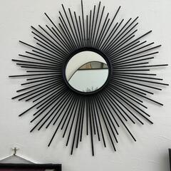 ★  美品  壁掛けミラー  鏡  太陽  円形  スチール  ...