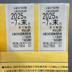 近鉄株主優待乗車券２枚