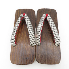 下駄 男性用 桐下駄 メンズ履物 こげ茶×白黒 市松 男物 浴衣用 夏用 26cm 定番 紳士 新品 【キモノオフ野々市若松店】の画像