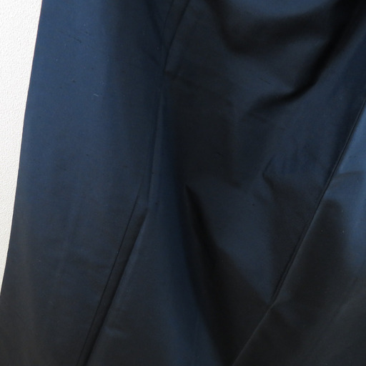 紬 着物 無地 紋なし 袷 広衿 紺色 正絹 カジュアル 仕立て上がり 身丈