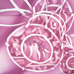 付下げ 鼓文様 袷 広衿 紫色 正絹 一つ紋 蔦紋 仕立て上がり カジュアル着物 身丈155cm 【キモノオフ野々市若松店】の画像