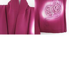 付下げ 鼓文様 袷 広衿 紫色 正絹 一つ紋 蔦紋 仕立て上がり カジュアル着物 身丈155cm 【キモノオフ野々市若松店】の画像