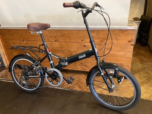 【Colemanチェーン新品！】6段変速　20インチ折りたたみ自転車　ダークモスグリーン