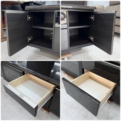 【超美品‼️】定価49,990円♪ 現行モデル ニトリ 150cm幅ローボード(ポスティア150BK) テレビ台 リビング収納家具 艶あり木目調ブラック♪の画像