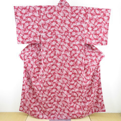 小紋 葉づくし文様 袷 広衿 紫色 正絹 仕立て上がり カジュア...