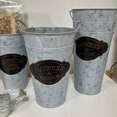 ボタニカル　ブリキ　フラワーポット　観葉植物　ガーデニングの画像