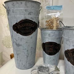ボタニカル　ブリキ　フラワーポット　観葉植物　ガーデニングの画像