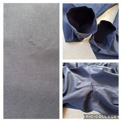 クリーコンフォルト レディース テーバードパンツ ファスナー無し 紺 タック入りの画像