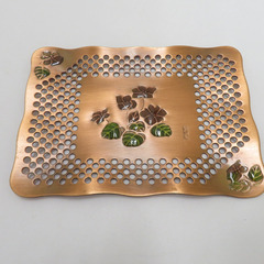 食器 山茶花 純銅製 銘々皿揃 5枚セット 茶器 菓子皿 菓子器 七宝風 花 箱有 【キモノオフ野々市若松店】の画像