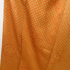 小紋 絞り 丸文様 袷 広衿 橙色 ベージュ 正絹 仕立て上がり カジュアル着物 身丈159cm 【キモノオフ野々市若松店】の画像