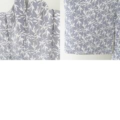 小紋 枝花文様 袷 広衿 灰色 正絹 仕立て上がり カジュアル着物 身丈152cm 【キモノオフ野々市若松店】の画像