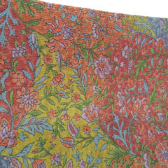 小紋 裂取りに花文様 袷 広衿 赤茶色 正絹 仕立て上がり カジュアル着物 身丈150cm 【キモノオフ野々市若松店】の画像