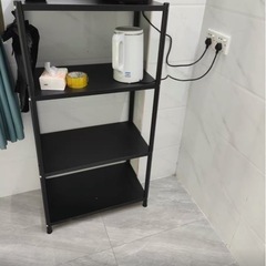 黒色スチール製4段キッチンラック
