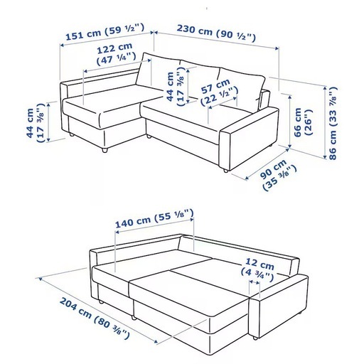 【IKEA】4人掛けL字ソファ　FRIHETEN フリーヘーテン