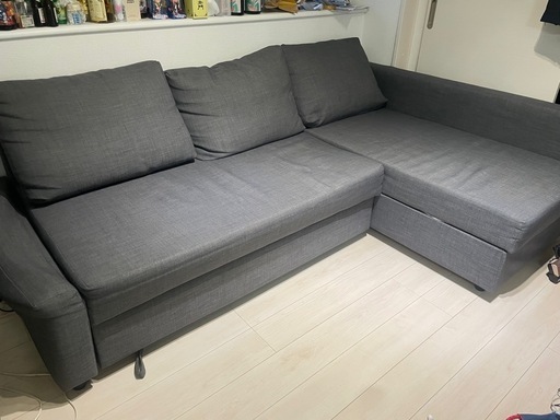 【IKEA】4人掛けL字ソファ　FRIHETEN フリーヘーテン