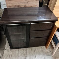 ニトリ サイドボード リビングキャビネット 食器棚 ポスティア80 横幅80×奥行42×高さ81cm 定価34,990円 ダークブラウン ★買取帝国 志木店の画像