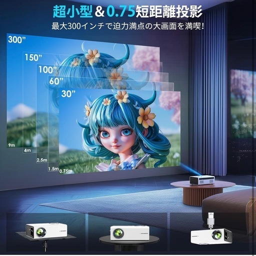 プロジェクター 15000LM高輝 Bluetooth5.3 1080P 4K