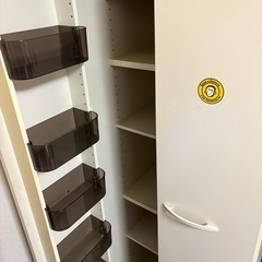【28日迄】ダブルドアキャビネット 収納ビン付きの画像