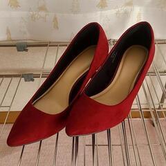 (美品)23.5cm ワインレッドパンプスの画像
