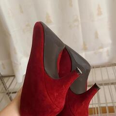 (美品)23.5cm ワインレッドパンプスの画像