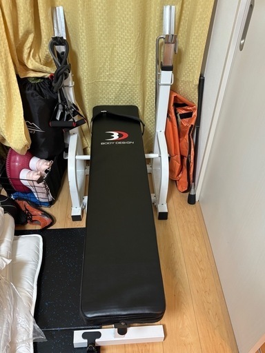 【取引予定あり】【セット商品】BODYDESIGN ラバーバーベル100kg& プレートラック