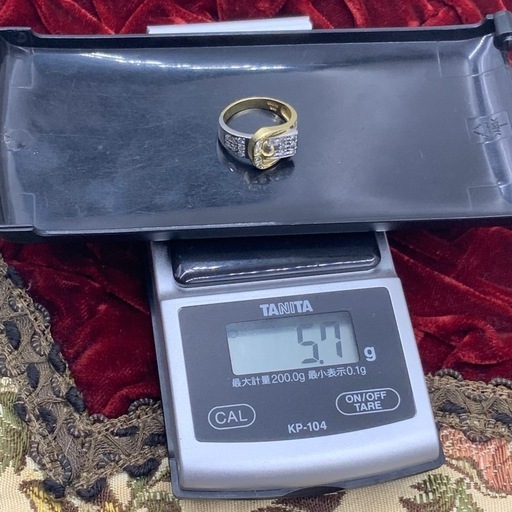K18pt900 ベルト型　ダイヤモンドリング　5.7g 約10号