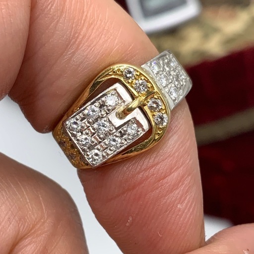 K18pt900 ベルト型　ダイヤモンドリング　5.7g 約10号