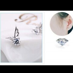 j→→→m43-4/刻印有り/ブリリアントカットダイヤモンドＣＺ天使の翼ピアスの画像