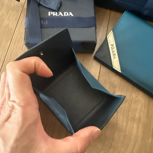 PRADA 青 レザー長財布及びコインケースセット