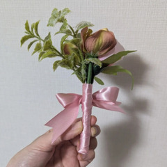 【新品未使用】ピンクローズ　ブーケ　ブートニアの画像