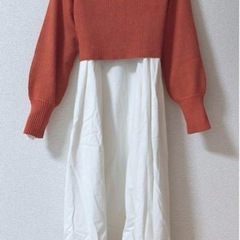 アングリッド　Ungrid ワンピース　バックリボン　オレンジ　ニットの画像